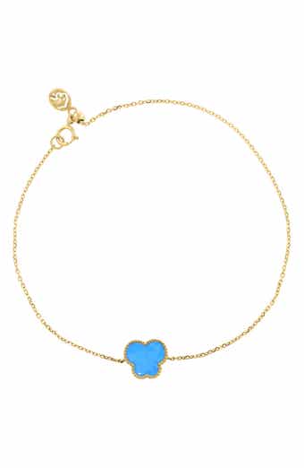 14K Gold Plated Sterling Silver Enamel Butterfly Charm Bracelet