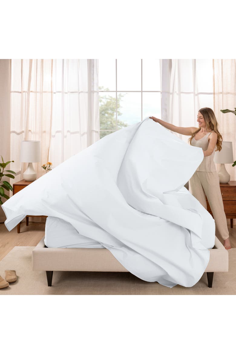 100% Organic Cotton Percale Cooling Sheet Set, Alternate, color, White