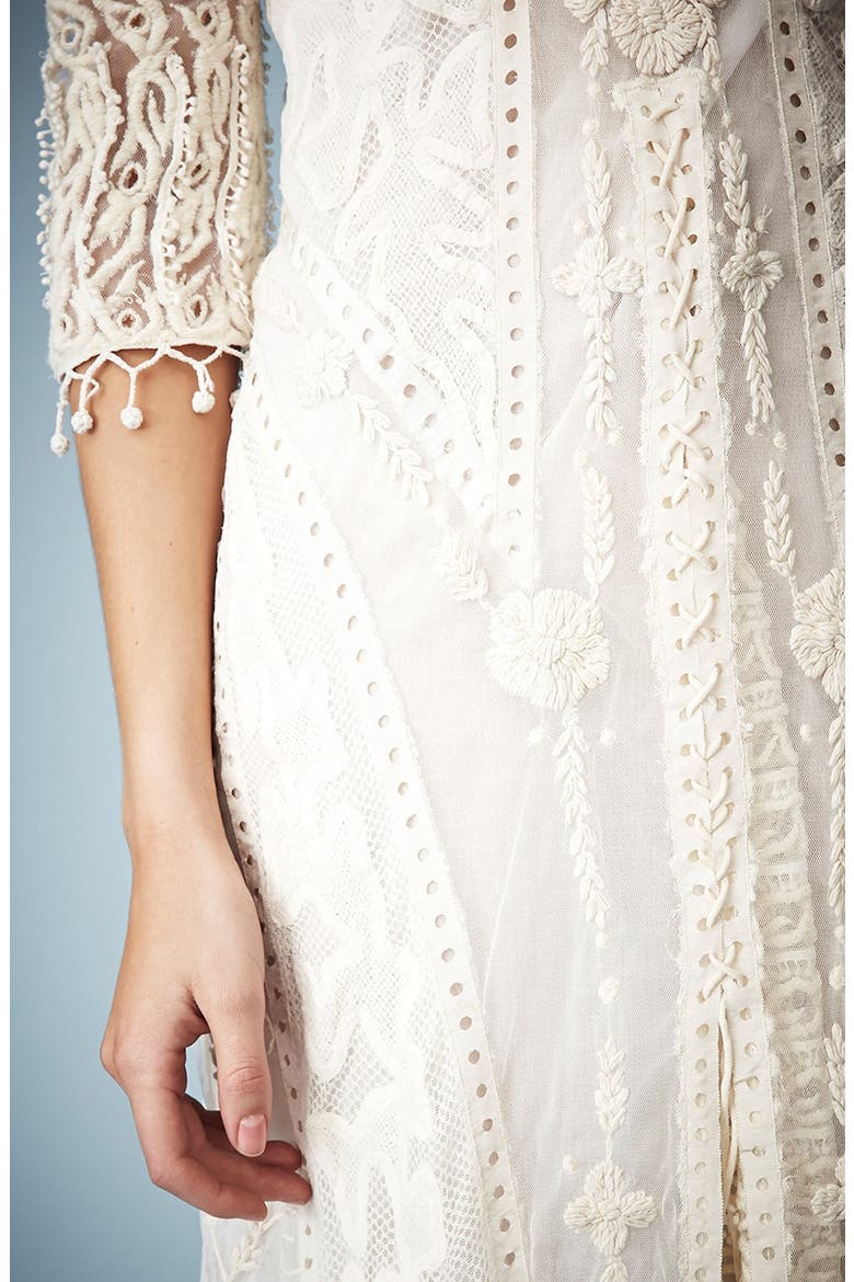 Kate Moss for Topshop Crochet Lace Maxi Dress, Alternate, color, CREAM