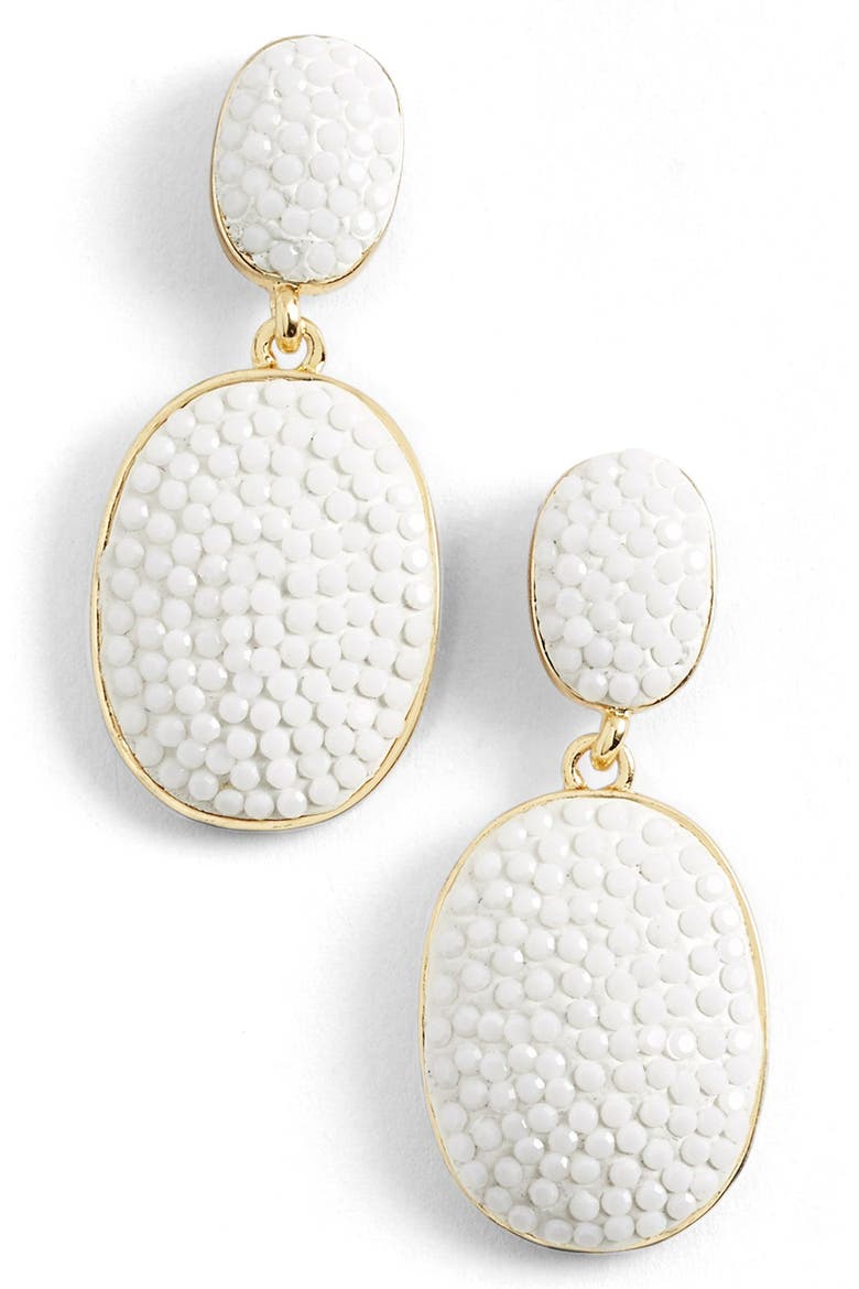 'pave the way' drop earrings, Main, color, WHITE