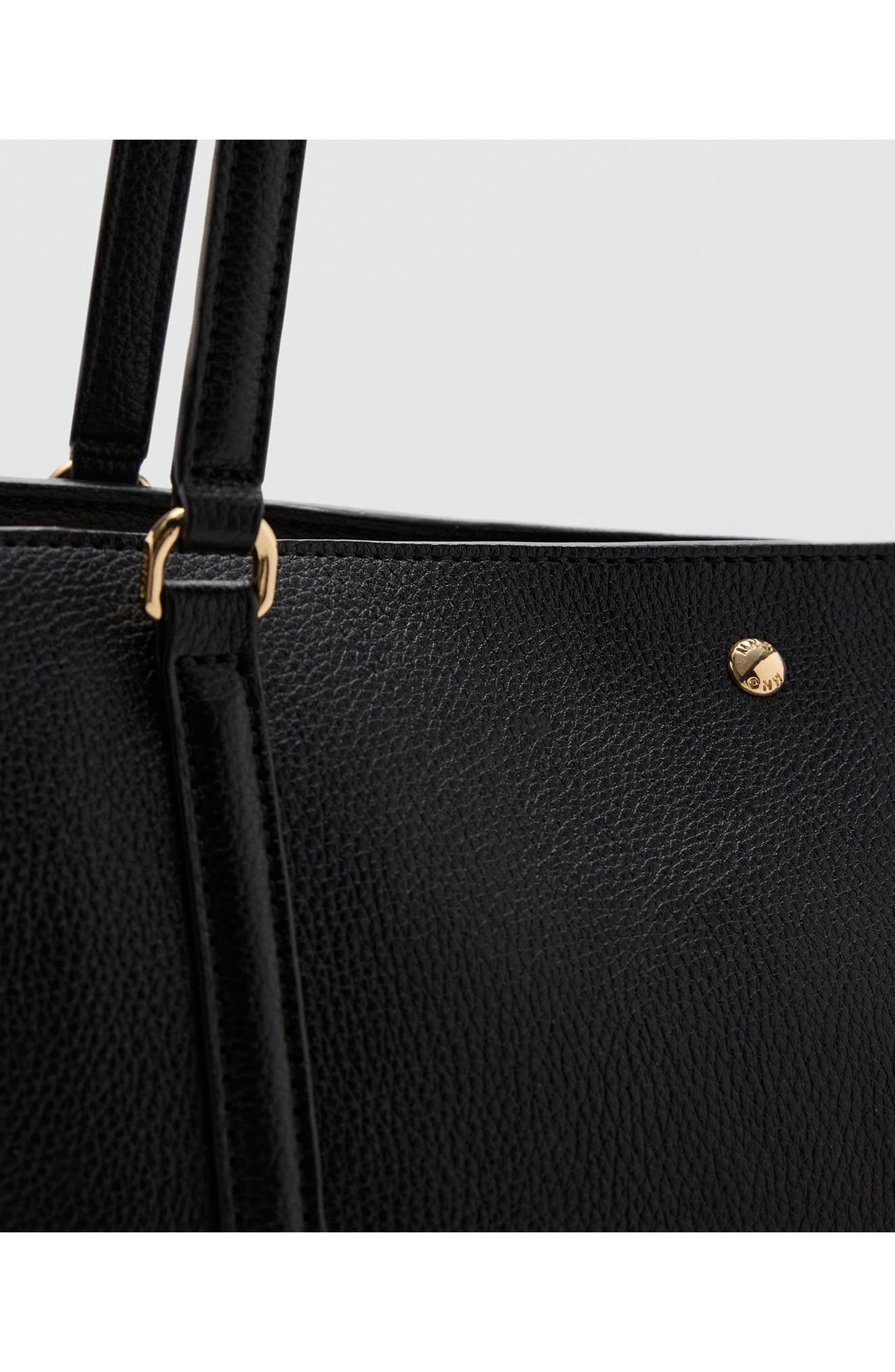 Faux Leather Shopper Tote, Alternate, color, BLACK