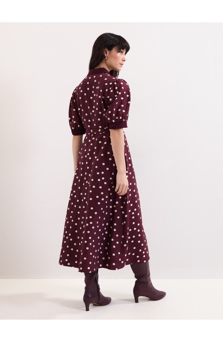 Phase Eight Delphine Printed Puff Sleeve Midi Dress, Alternate, color, Burgundy