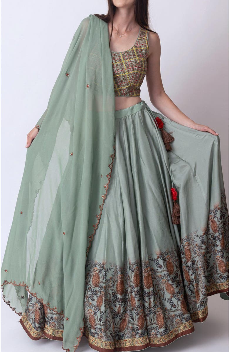 RAAS Ramone Full Flare Lehenga Choli, Main, color, Pistachio Green