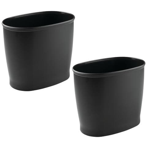 Oval 2.1 Gallon / 8 Liter Plastic Trash Can, 2-Pack, Black, Made in USA