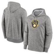 Nike Men's Nike Heather Gray Milwaukee Brewers Primary Logo Therma Hoodie