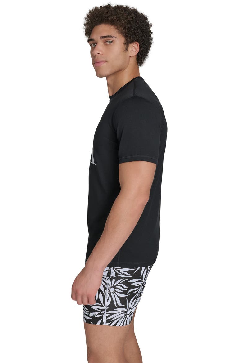 Monogram Logo Short Sleeve Rashguard, Alternate, color, BLACK