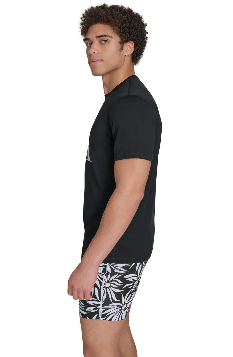 Calvin Klein Monogram Logo Short Sleeve Rashguard, Alternate, color, Black