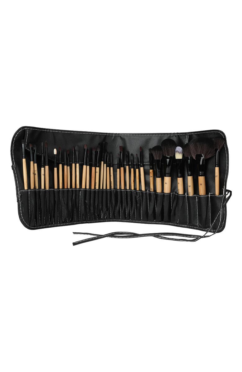 VIVITAR 32-Piece Wood Makeup Brush Set, Main, color,