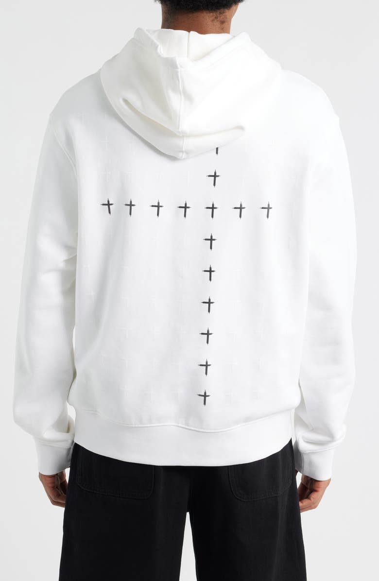 RtA Dion Cross Logo Graphic Hoodie, Alternate, color, White Black Cross