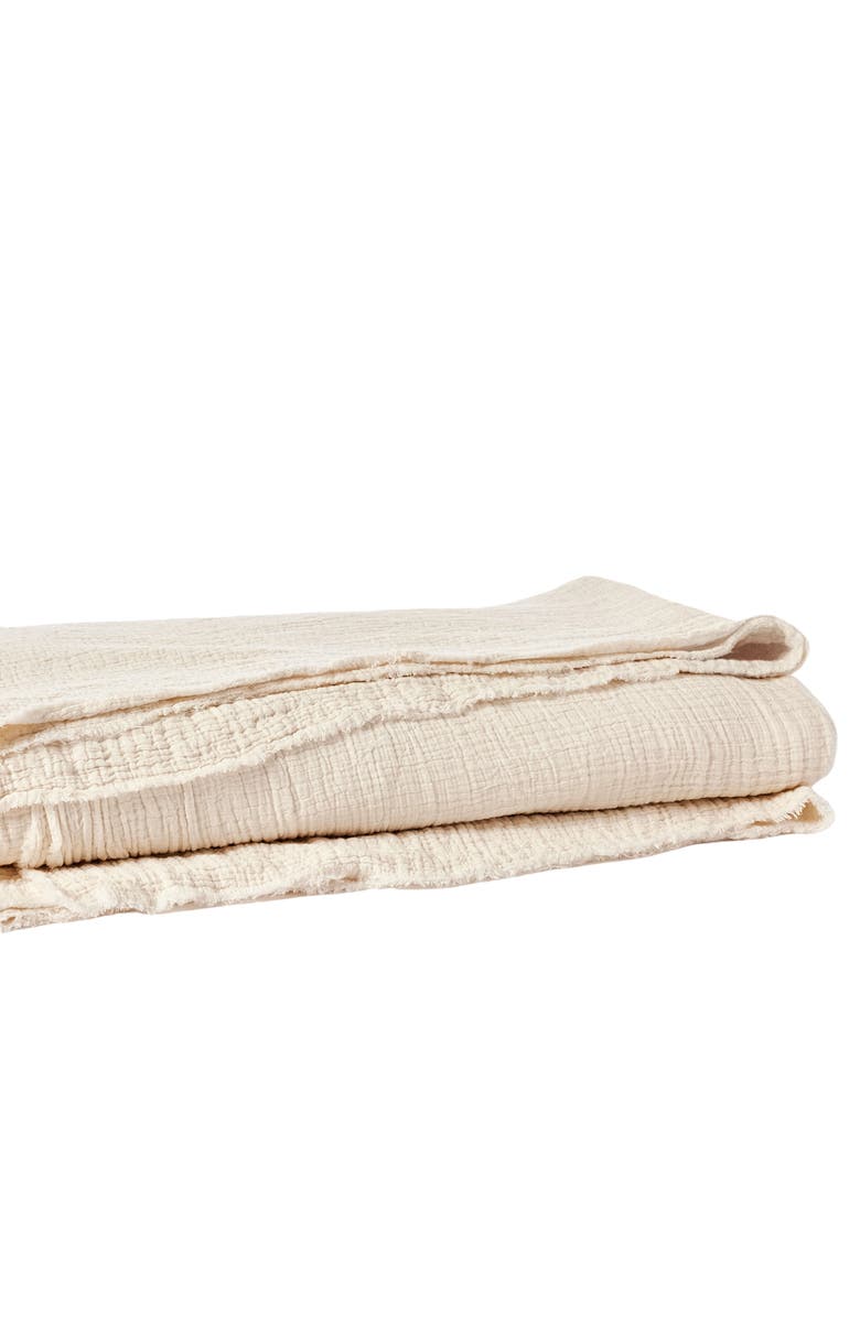 Coyuchi Topanga Organic Cotton Matelassé Bed Blanket, Alternate, color, Undyed