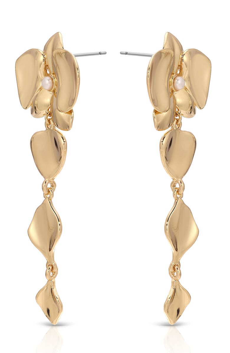 Ettika Freshwater Pearl Blossom Drop Earrings, Alternate, color, Gold/ Pearl