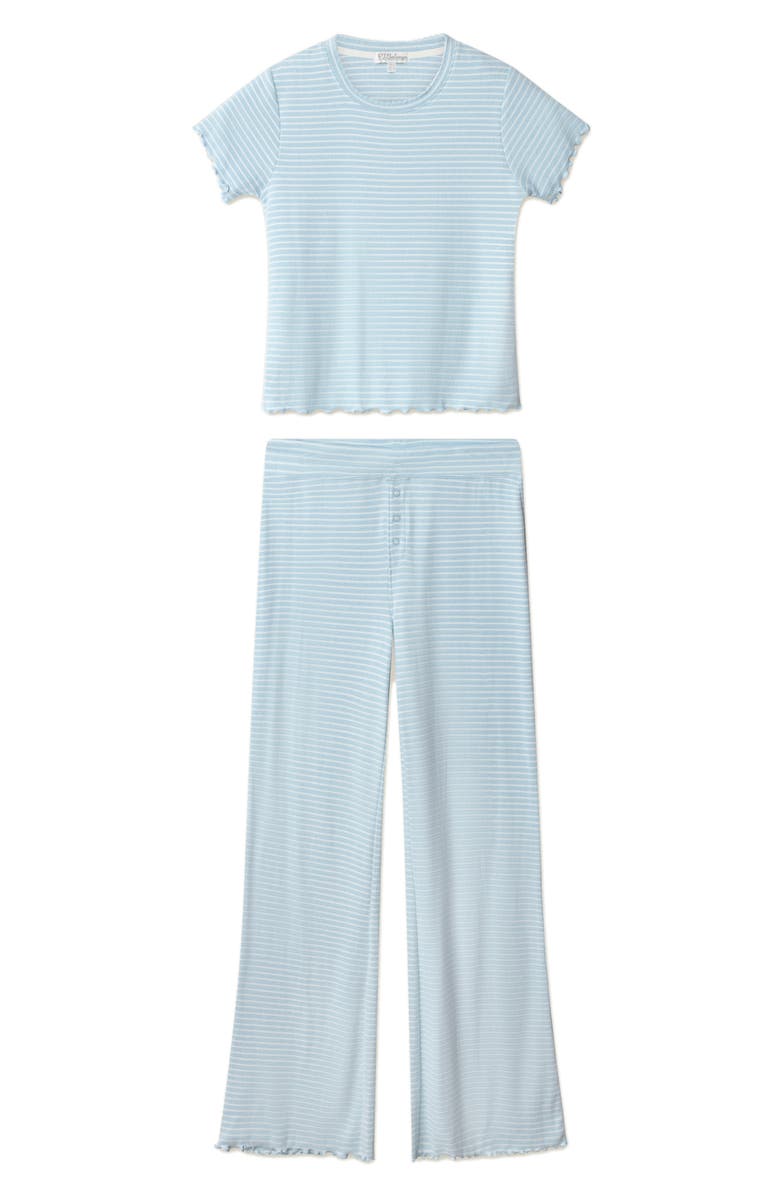 PJ Salvage Sweet Stripe Short Sleeve Pajamas, Alternate, color, Morning Blue