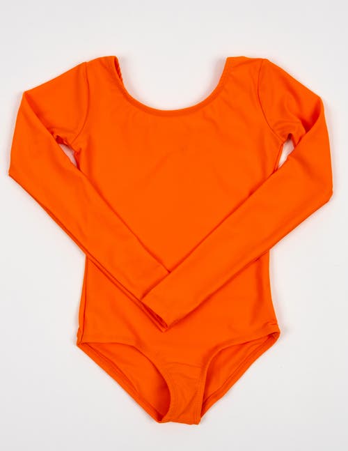 Leveret Girls Long Sleeve Leotard In Orange