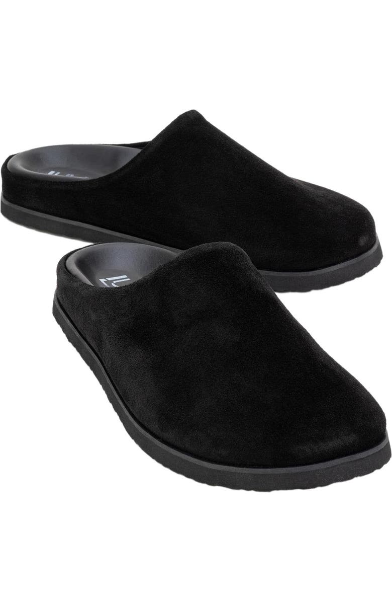 Forever & Always Shoes Space Suede Leather Slide Sandal, Alternate, color, Black Leather