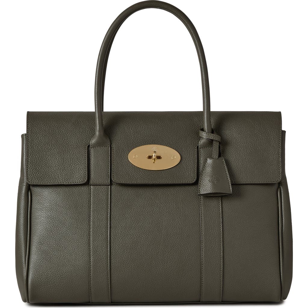 Mulberry Bayswater Grained Leather Satchel In Green