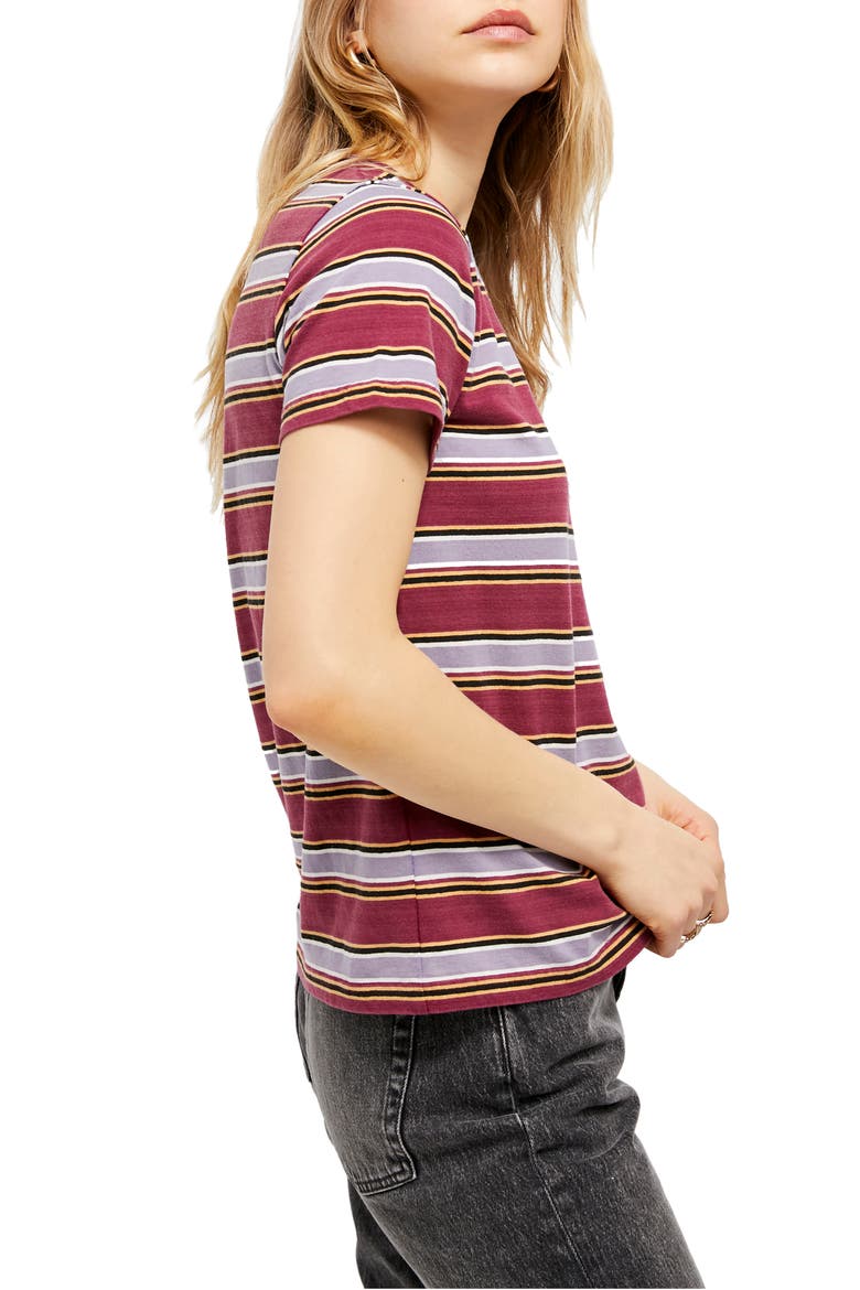 Urban Outfitters Stripe Boyfriend T-Shirt, Alternate, color, BURGUNDY