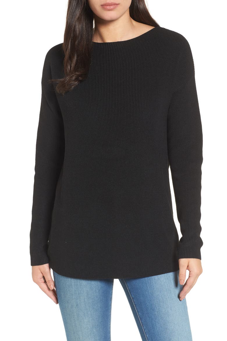 Twist Back Sweater, Main, color, BLACK