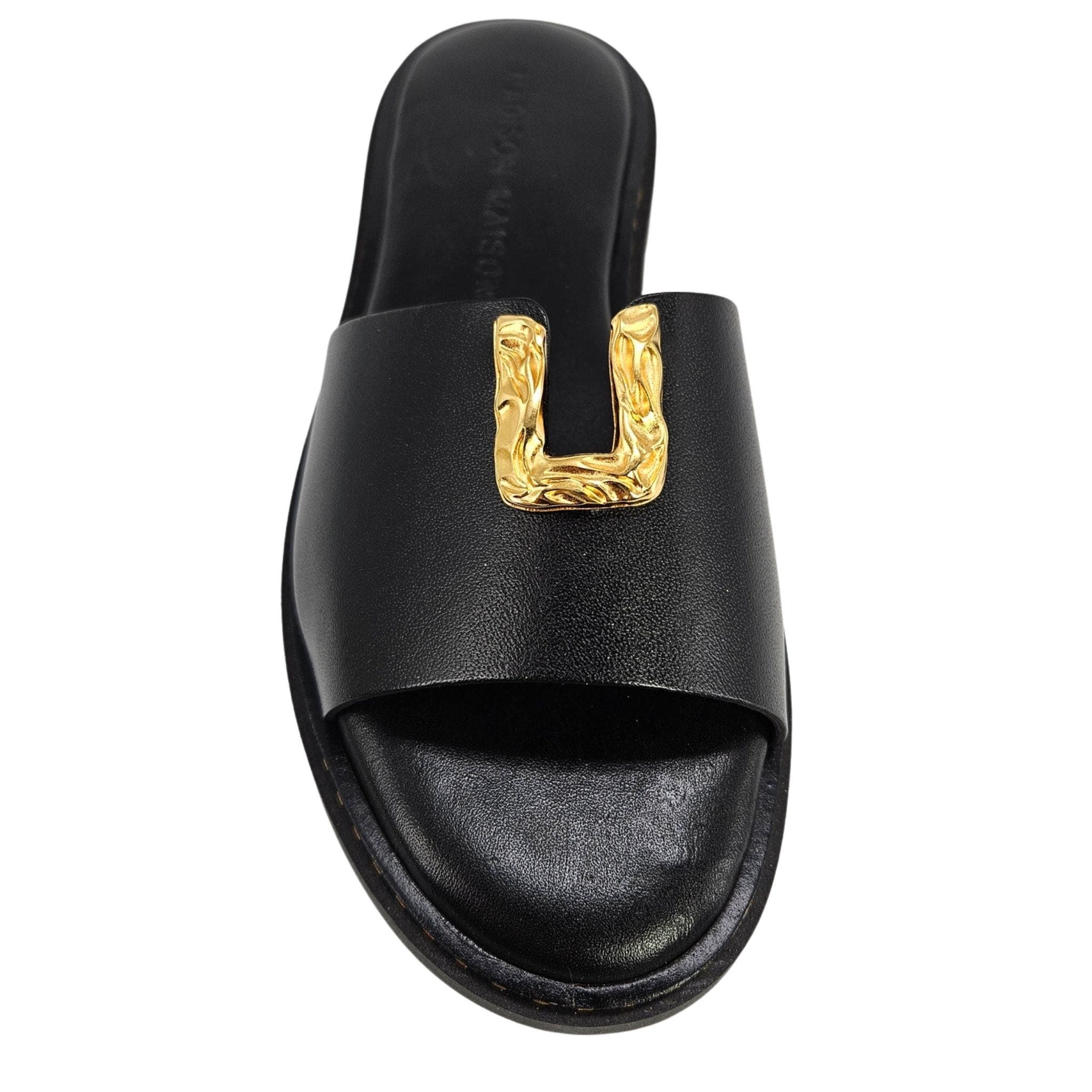 Madison Maison Leather Hammered Hardware Sandal, Alternate, color, Black