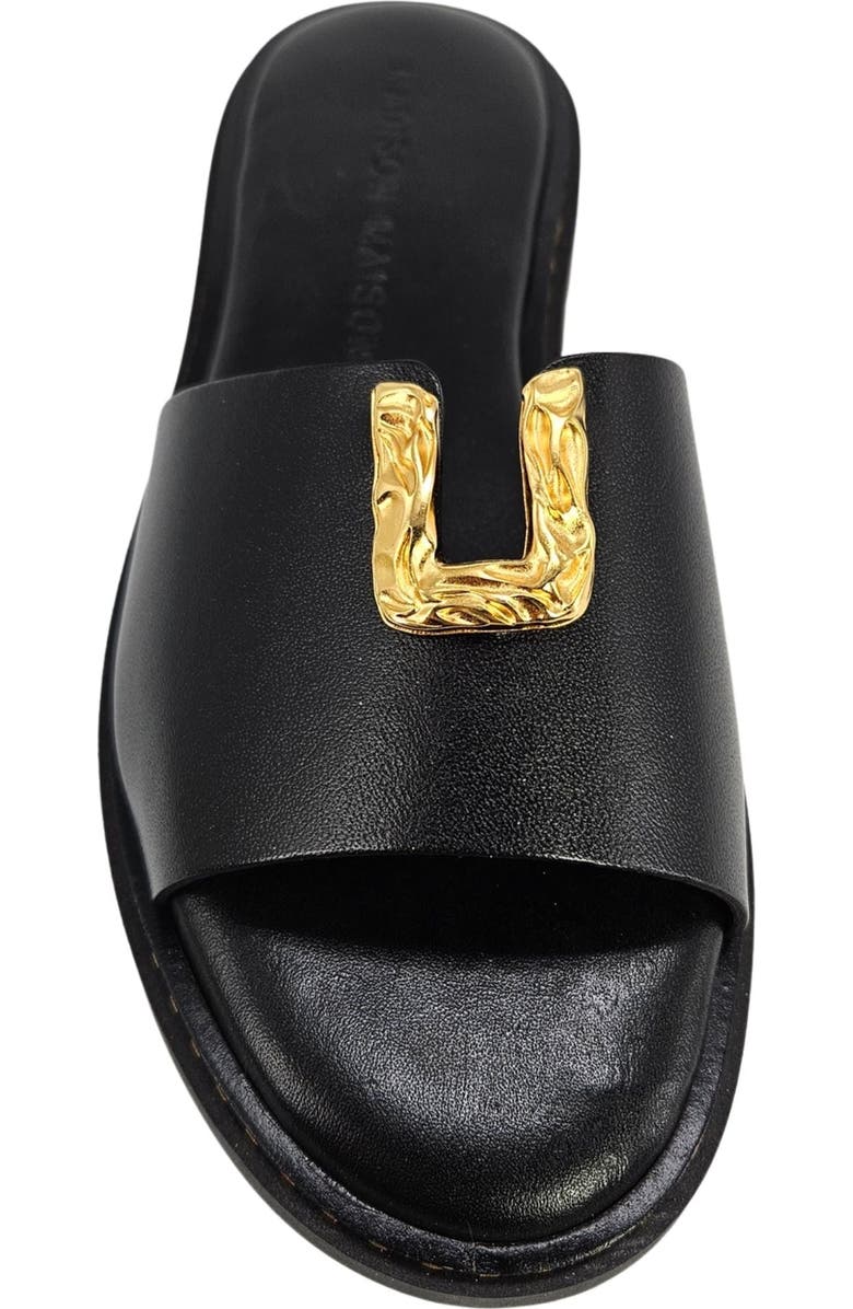 Madison Maison Leather Hammered Hardware Sandal, Alternate, color, Black