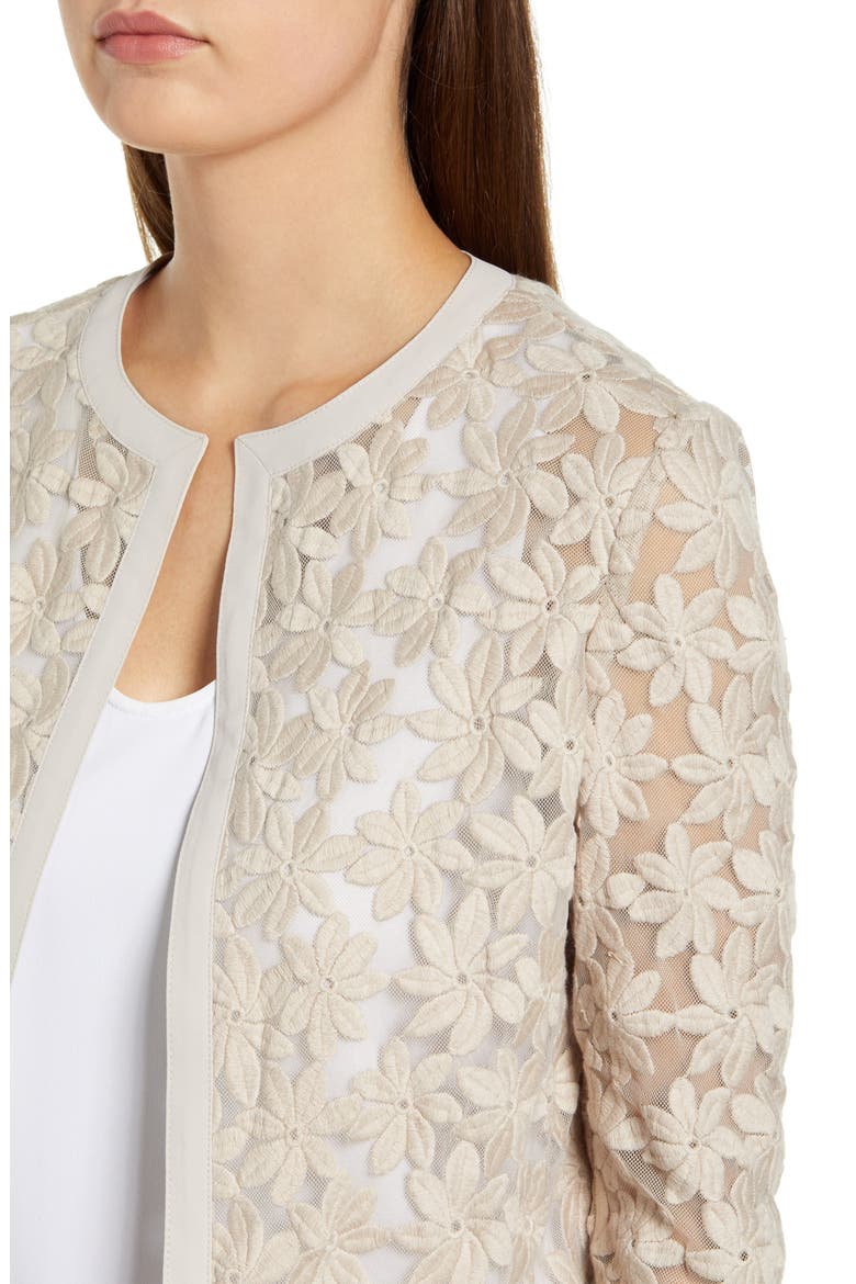 Floral Lace Crop Cardigan, Alternate, color, OYSTER SHELL