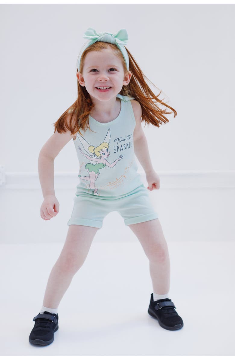 Disney Classics Toddler Girls' 2-Piece Sleeveless Romper and Headband Set, Alternate, color, Tinker Bell Green