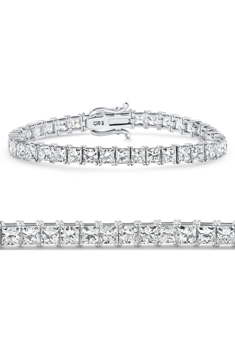 Bliss Diamond 16.30Ct Princess Cut Diamond 7" Tennis Bracelet 14k Gold Lab Grown, Main, color, 14K White Gold