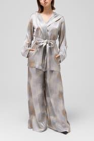 Le Fafo Silk Belted Jacket & Pants Set