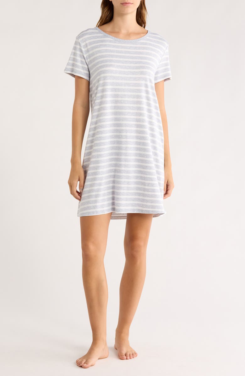 Nautica Longline Sleep Shirt, Main, color, Grey Heather