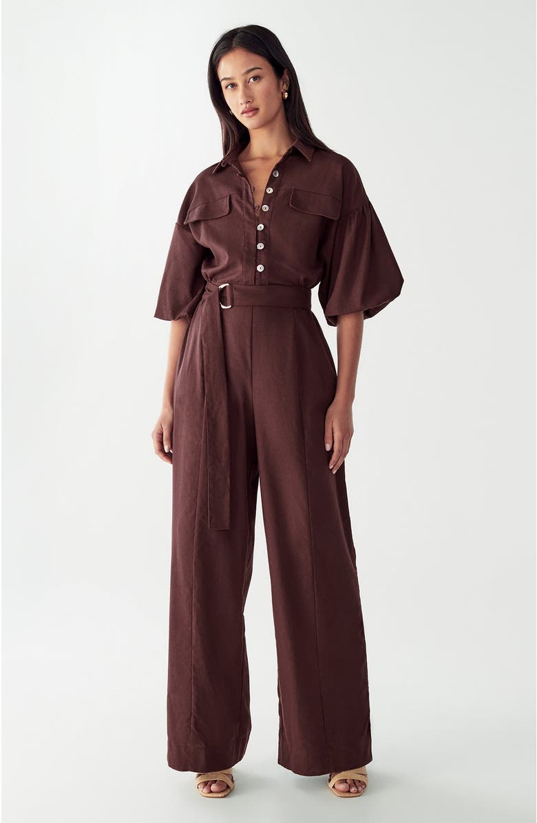 WILLA Braelyn Jumpsuit, Alternate, color, Chocolate