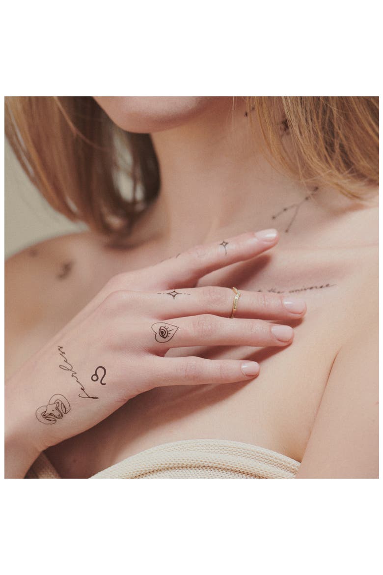 Fire Zodiac Temporary Tattoos, Alternate, color, BLACK