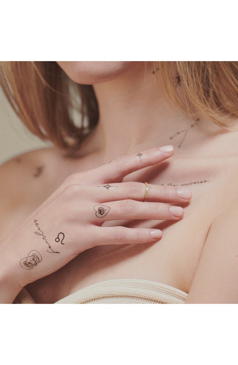 INKED by Dani Fire Zodiac Temporary Tattoos, Alternate, color, Black
