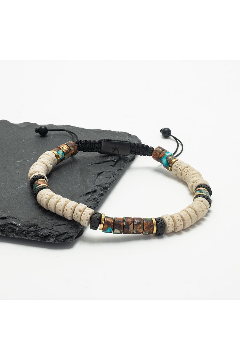 Vanguard Lava Bead Men's Bracelet, Main, color, Black