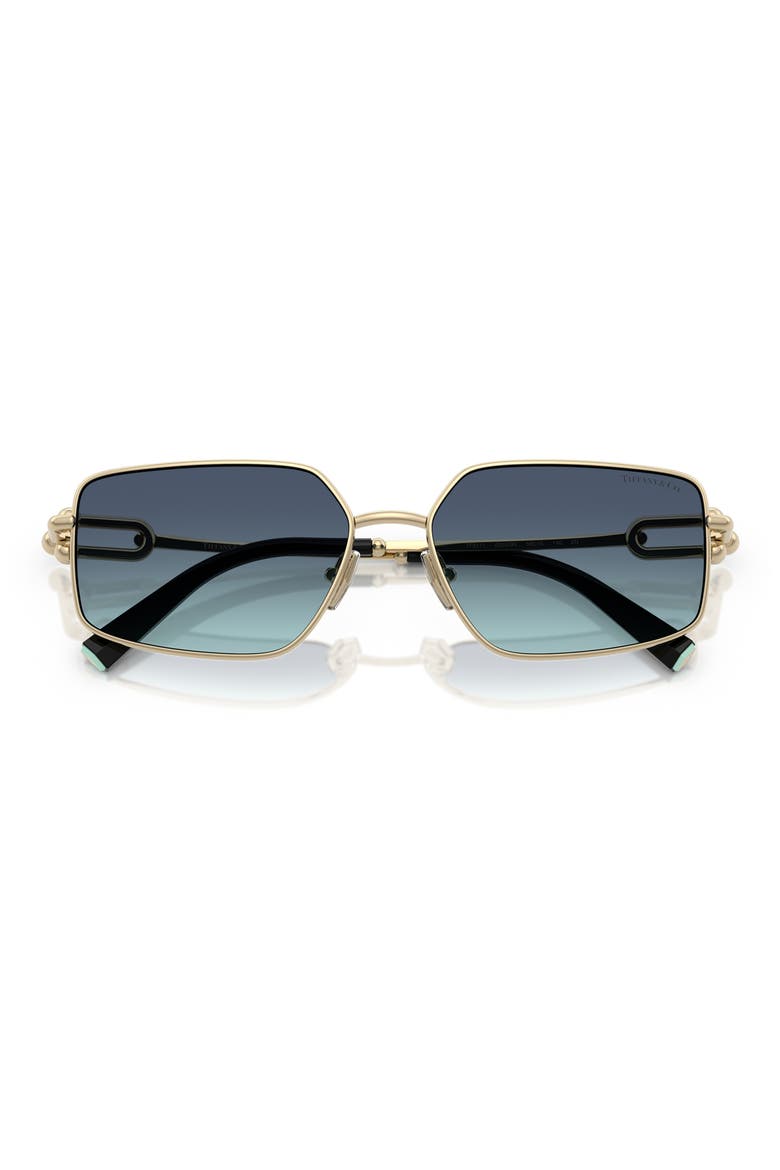58mm Rectangular Sunglasses, Alternate, color, GOLD / AZURE GRADIENT BLUE