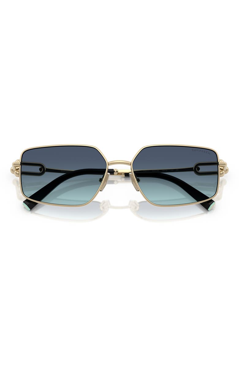 Tiffany & Co. 58mm Rectangular Sunglasses, Alternate, color, Gold / Azure Gradient Blue