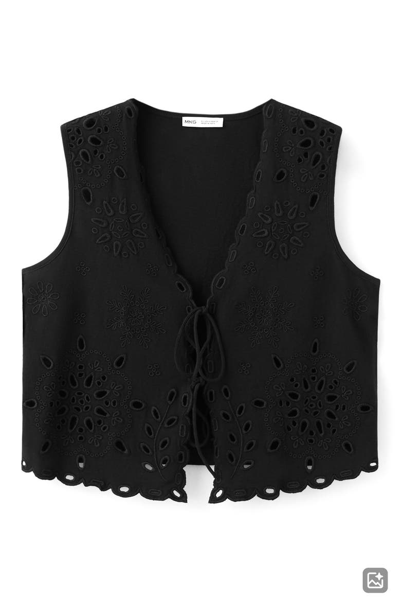 Kids' Embroidered Eyelet Vest, Main, color, BLACK