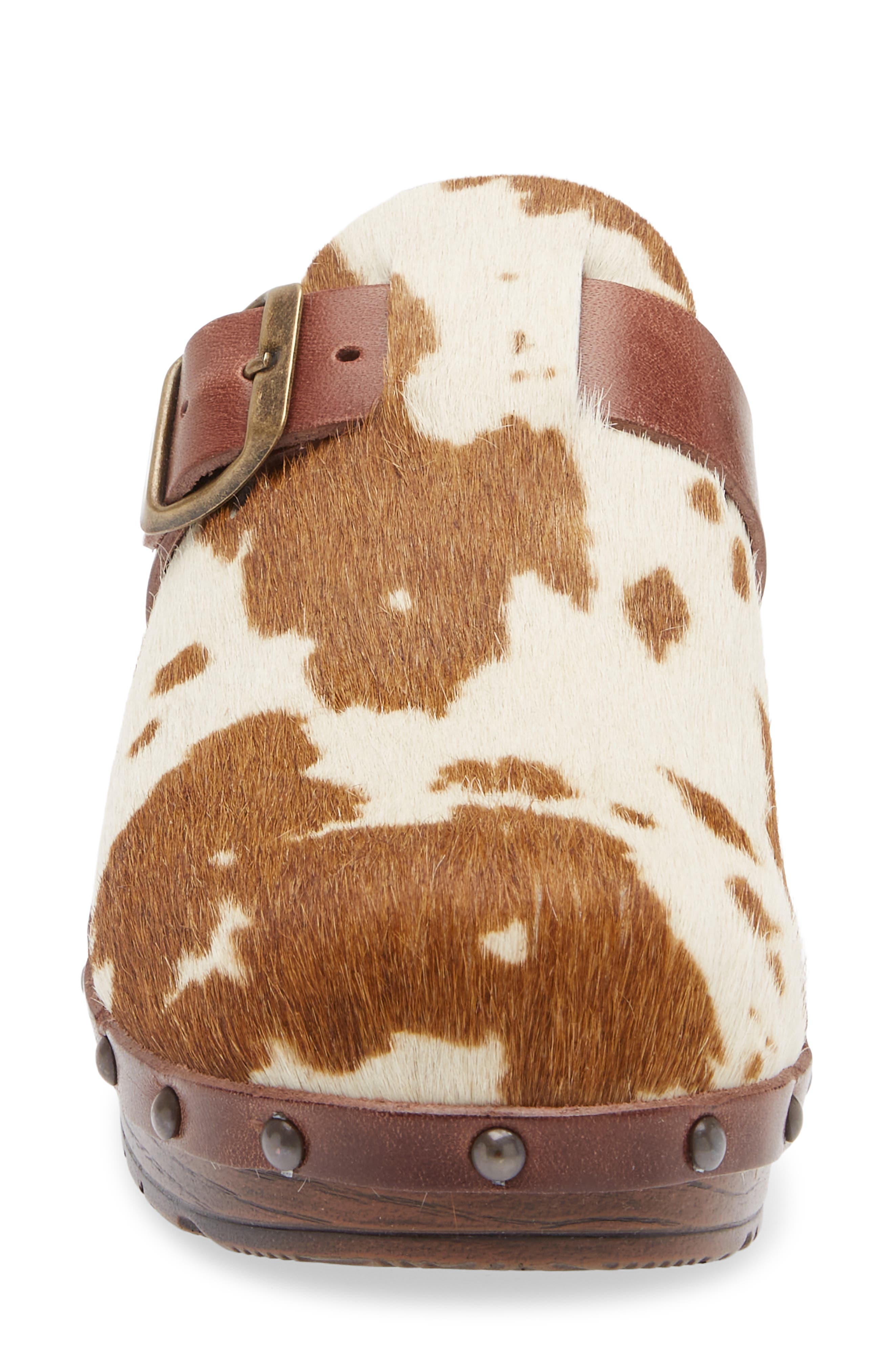 Chocolat Blu Yuna Genuine Calf Hair Clog, Alternate, color, Cow Print Calf Hair