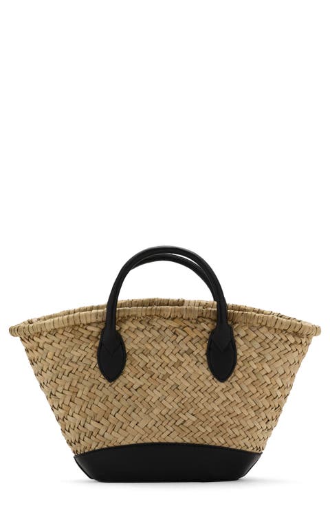 Small Double Handle Natural Fiber Crossbody Bag