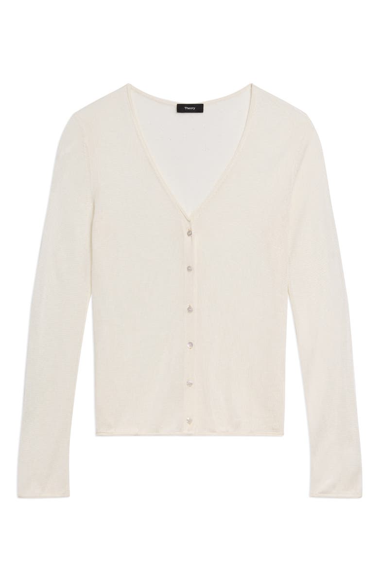 Theory Lust Sheer Jersey Cardigan, Alternate, color, Ivory