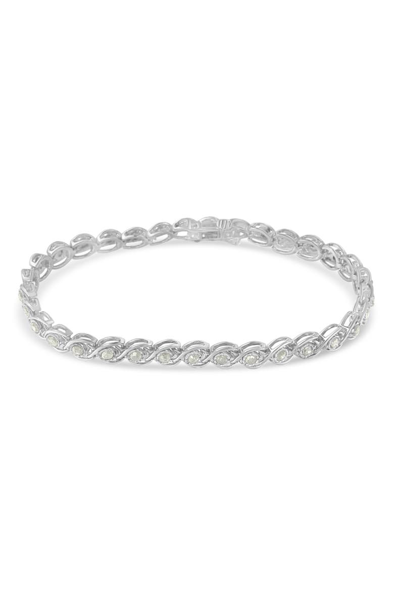Haus of Brilliance Silver 2 cttw Miracle Plate Set Diamond Spiral Link Bracelet, Alternate, color, White