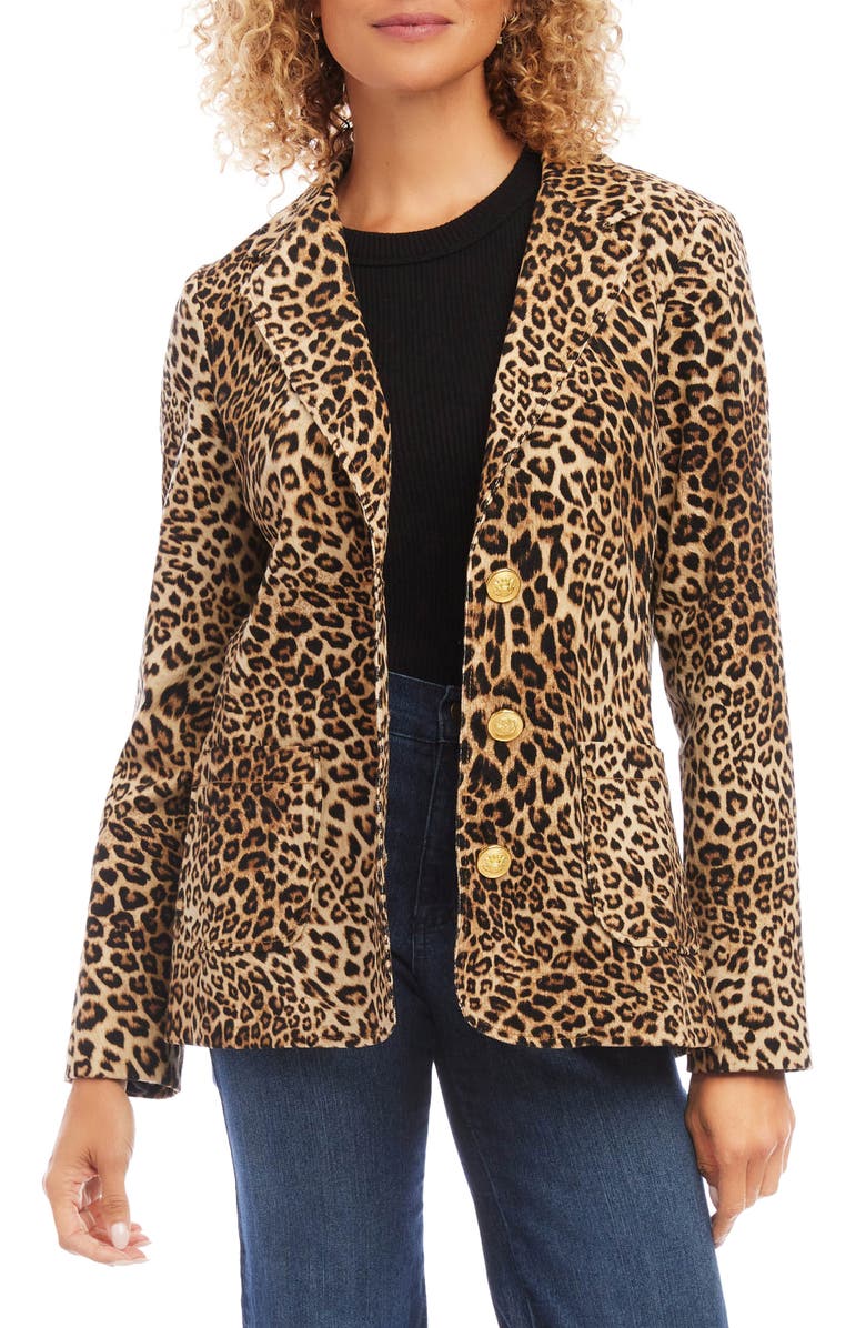 Karen Kane Leopard Print Corduroy Blazer, Main, color, 