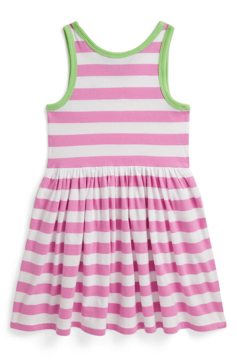 Polo Ralph Lauren Kids' Stripe Cotton Jersey Dress, Alternate, color, Laguna Pink/ White
