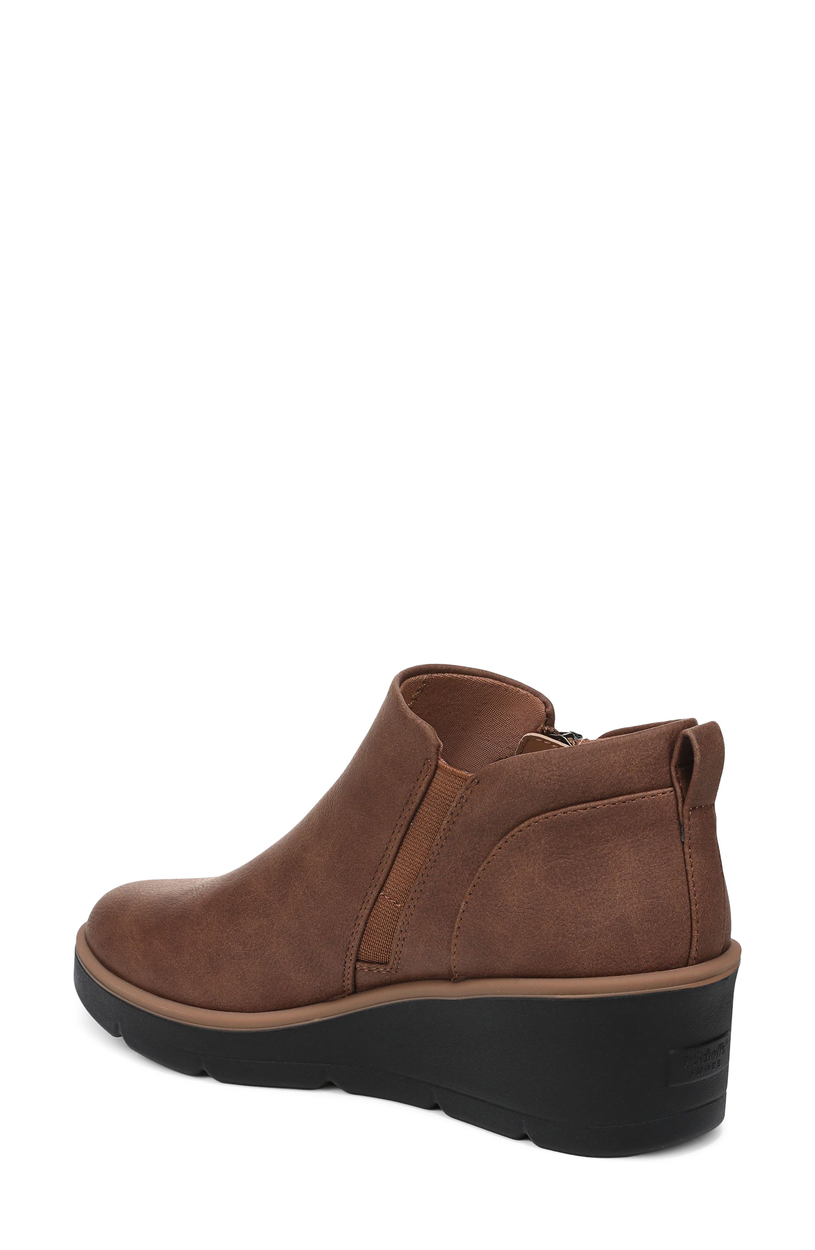 Lizzie Cloud Wedge Bootie, Alternate, color, MID BROWN FAUX LEATHER