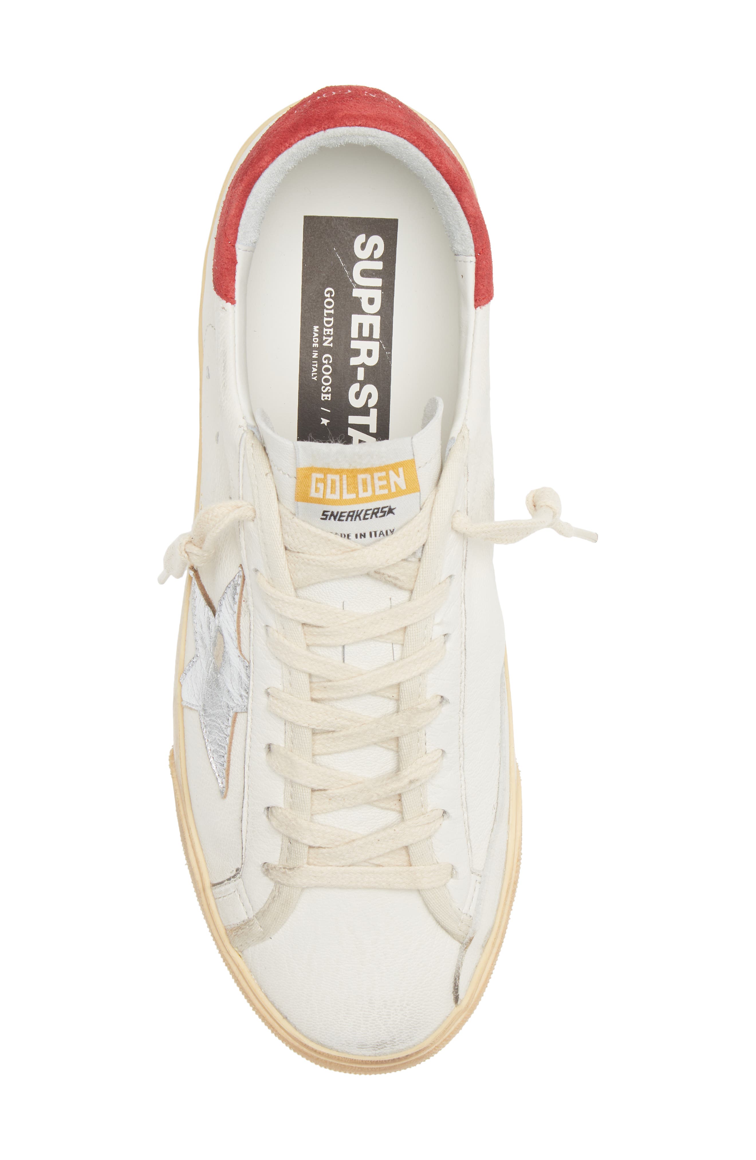 Super-Star Low Top Sneaker, Alternate, color, WHITE/ SILVER/ RED