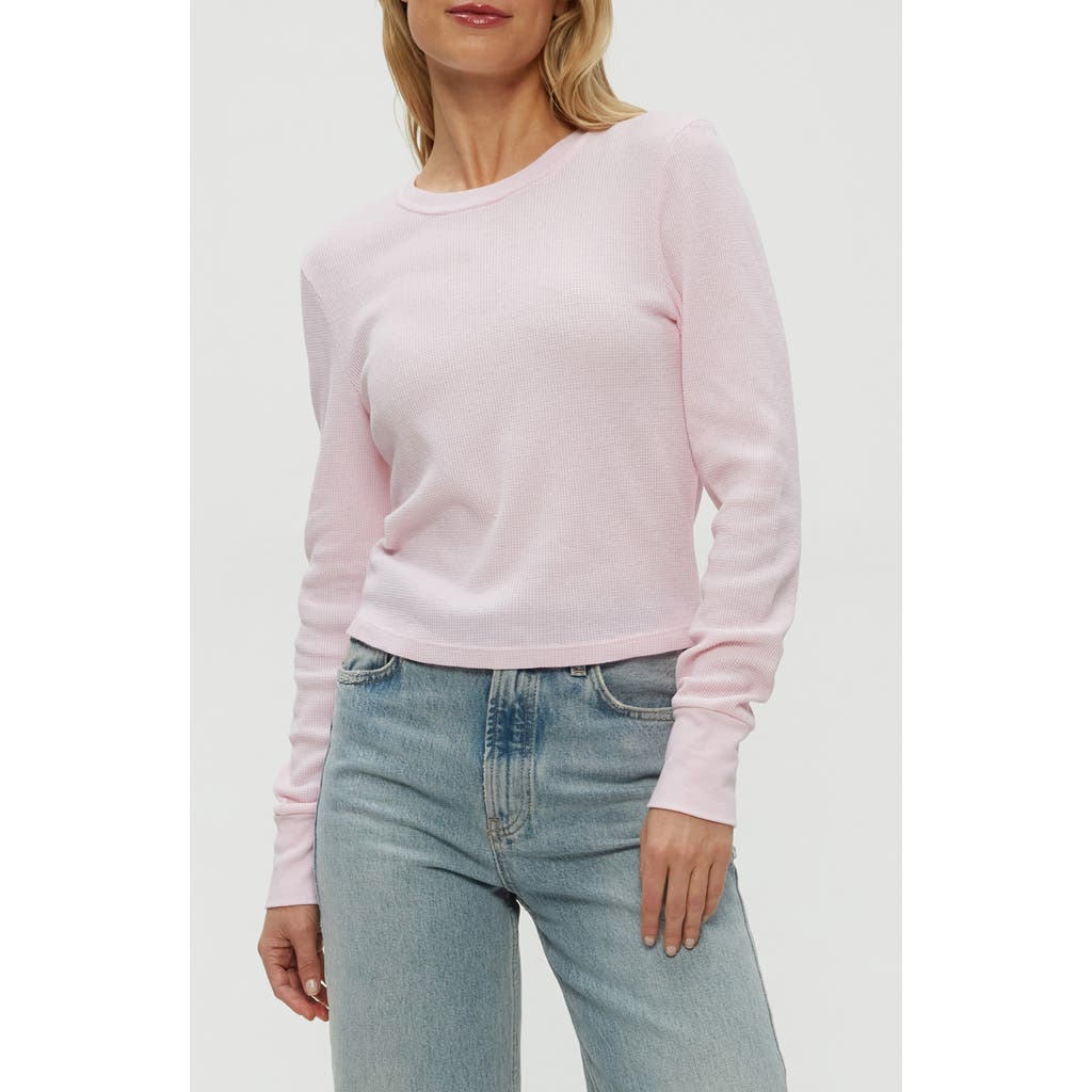 Michael Stars Palmer Cropped Long Sleeve Thermal T-shirt In Pink