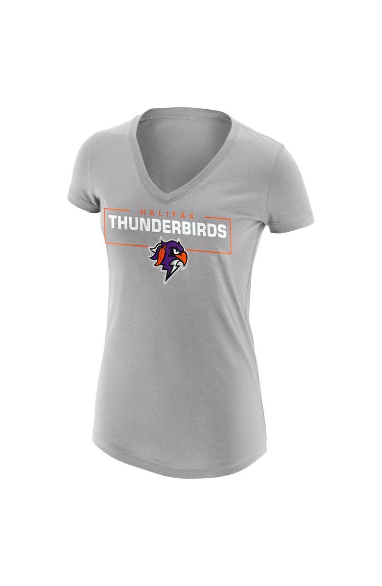 ADPRO Sports Women's Heather Gray Halifax Thunderbirds Primary Logo V-Neck T-Shirt, Alternate, color, Heather Gray