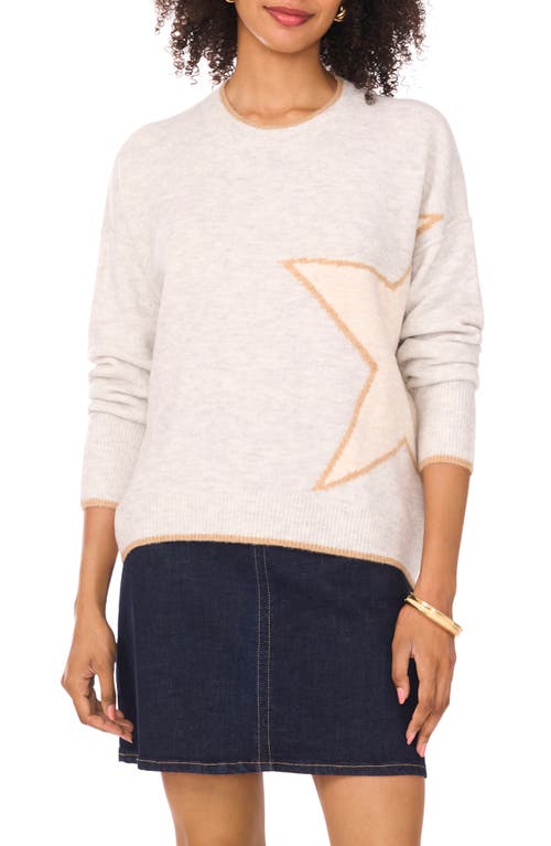Vince Camuto Star Detail Crewneck Sweater In White