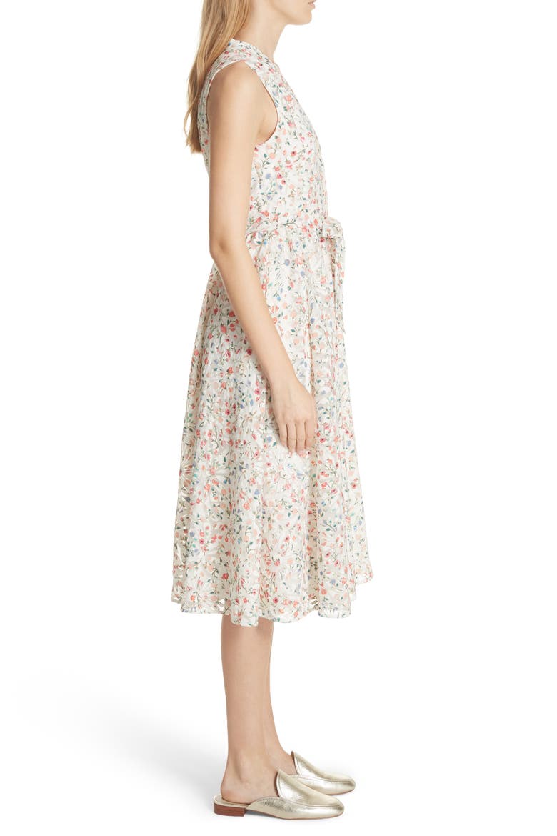 mini bloom burnout midi dress, Alternate, color, CREAM