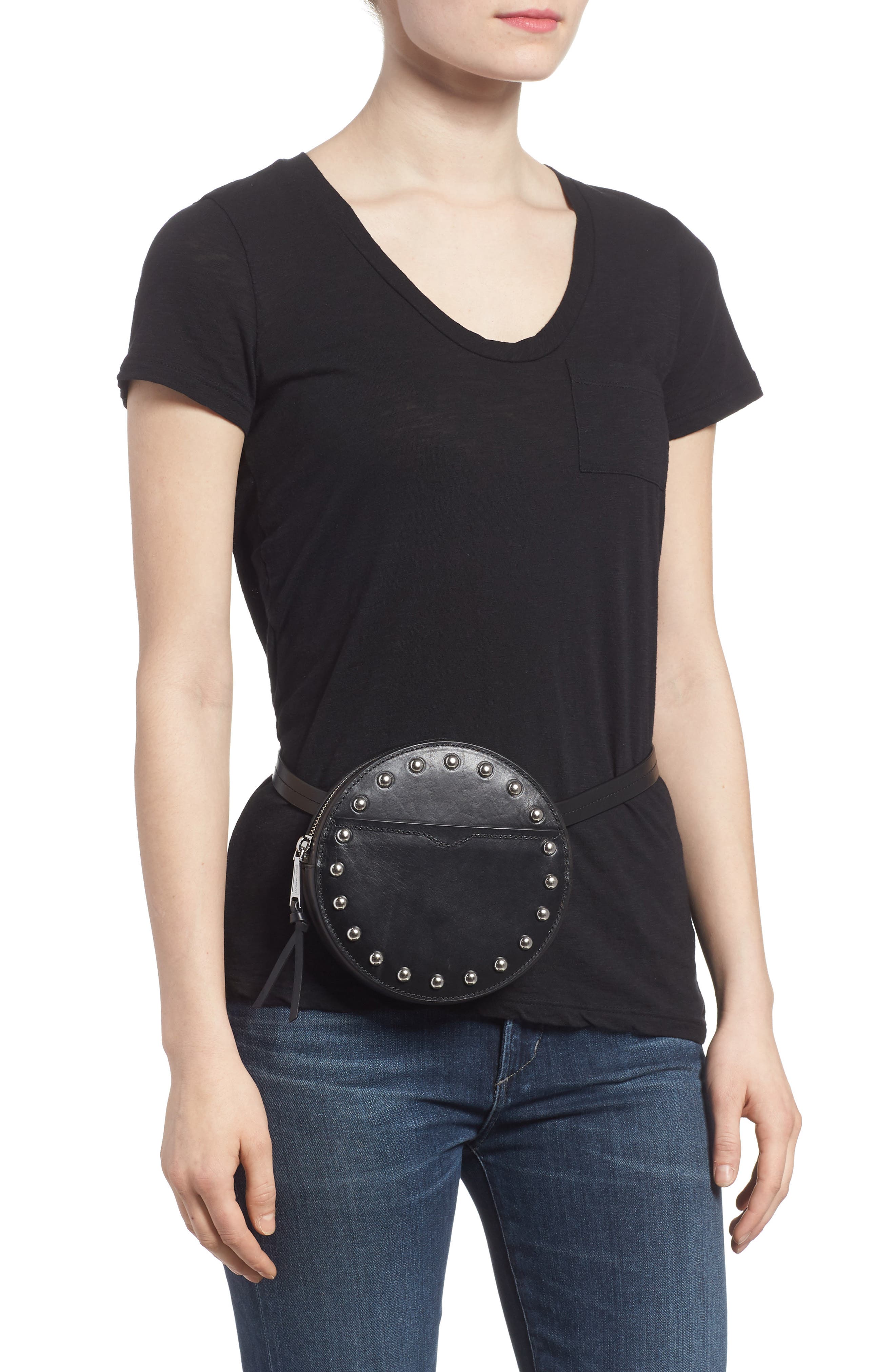 Rebecca Minkoff Studded Leather Belt Bag, Alternate, color, 