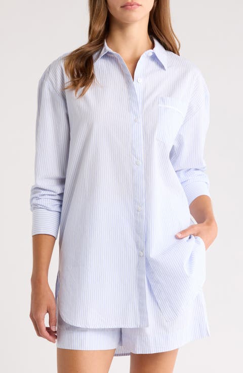 Oversize Stripe Cotton Short Pajamas
