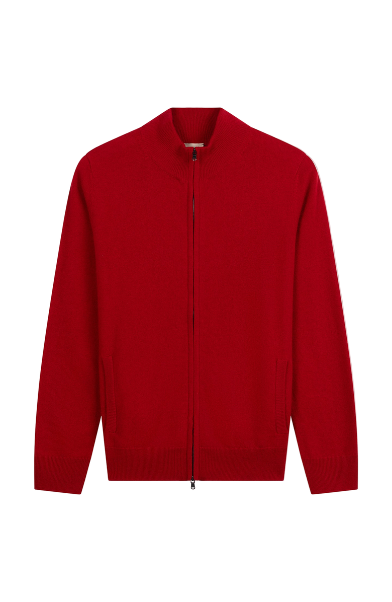 Gobi Cashmere Timeless Cashmere Full-Zip Cardigan, Main, color, Chili Pepper
